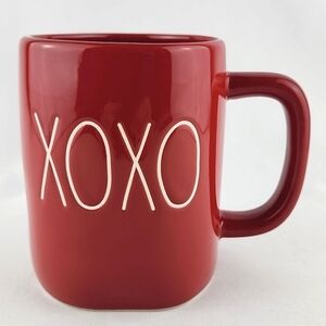 RAE DUNN Artisan Collection Glossy Red Coffee Mug White Large Letters XOXO